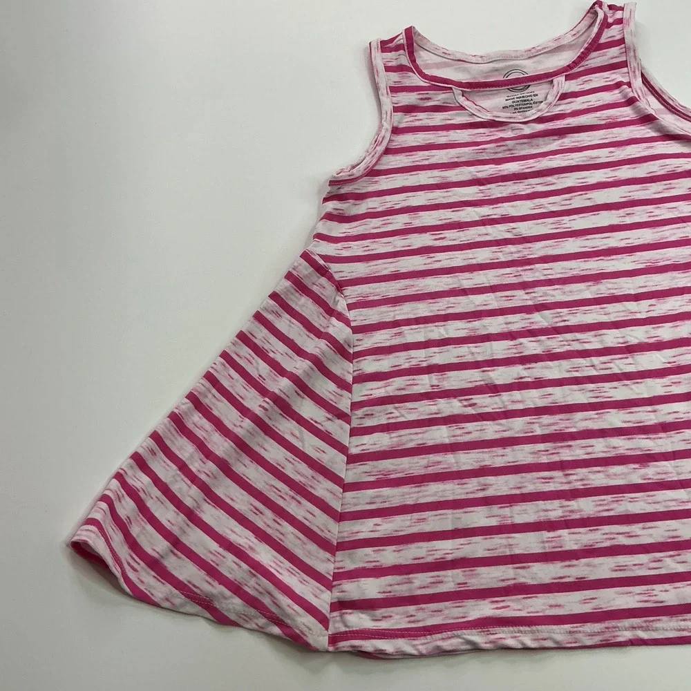 Wonder Nation Pink Striped Swing Tank Top Kids Size 6-6X Cutout Neckline